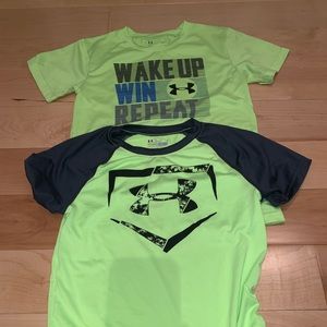 Two boy’s Under Armour heat gear tees size 7